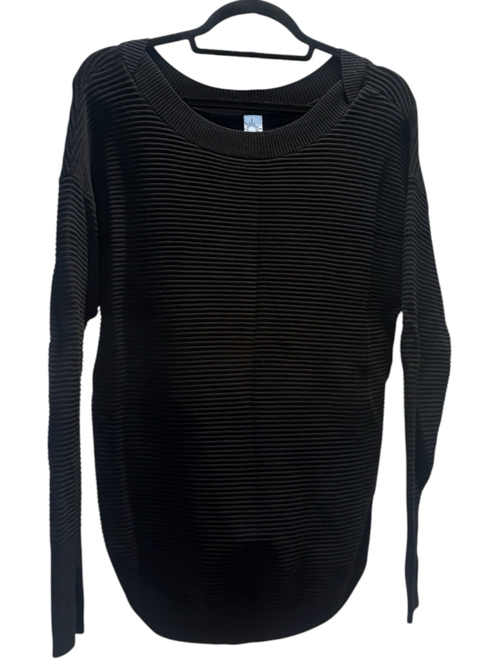 aerie offline Black Ribbed Crewneck Sweater